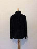 Black suede funnel neck jacket