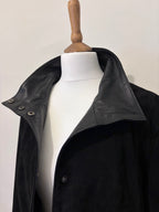Black suede funnel neck jacket