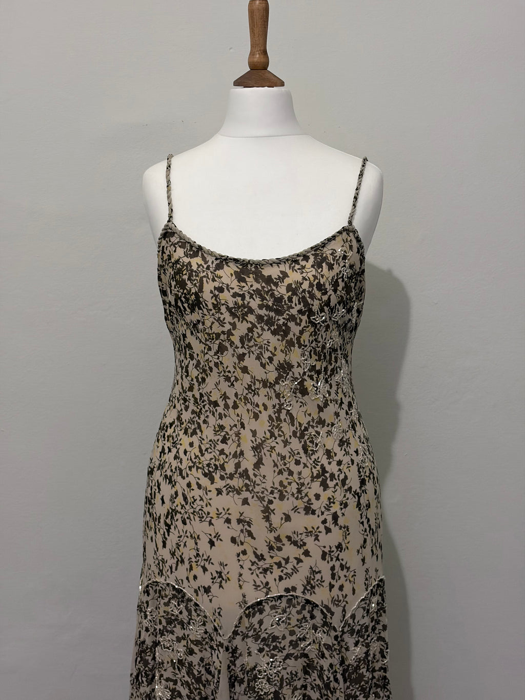 100% Silk embellished printed dress