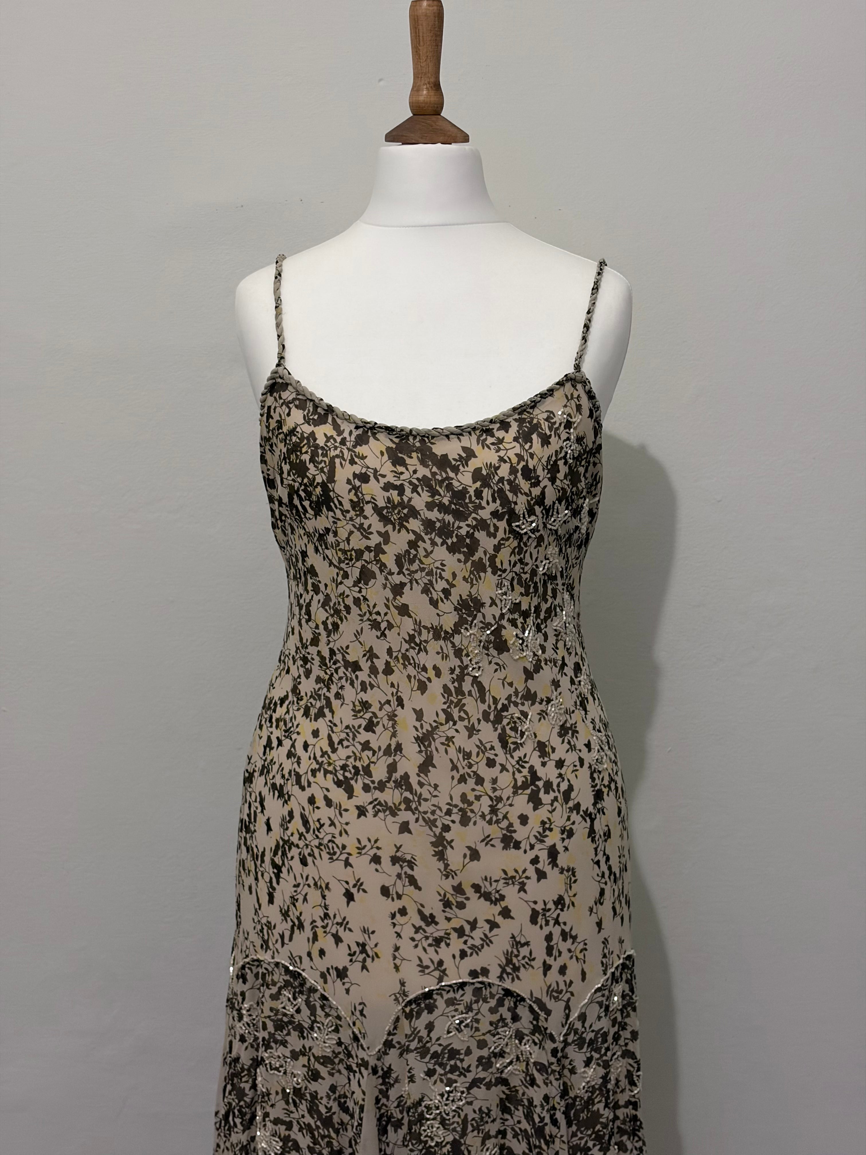 100% Silk embellished printed dress