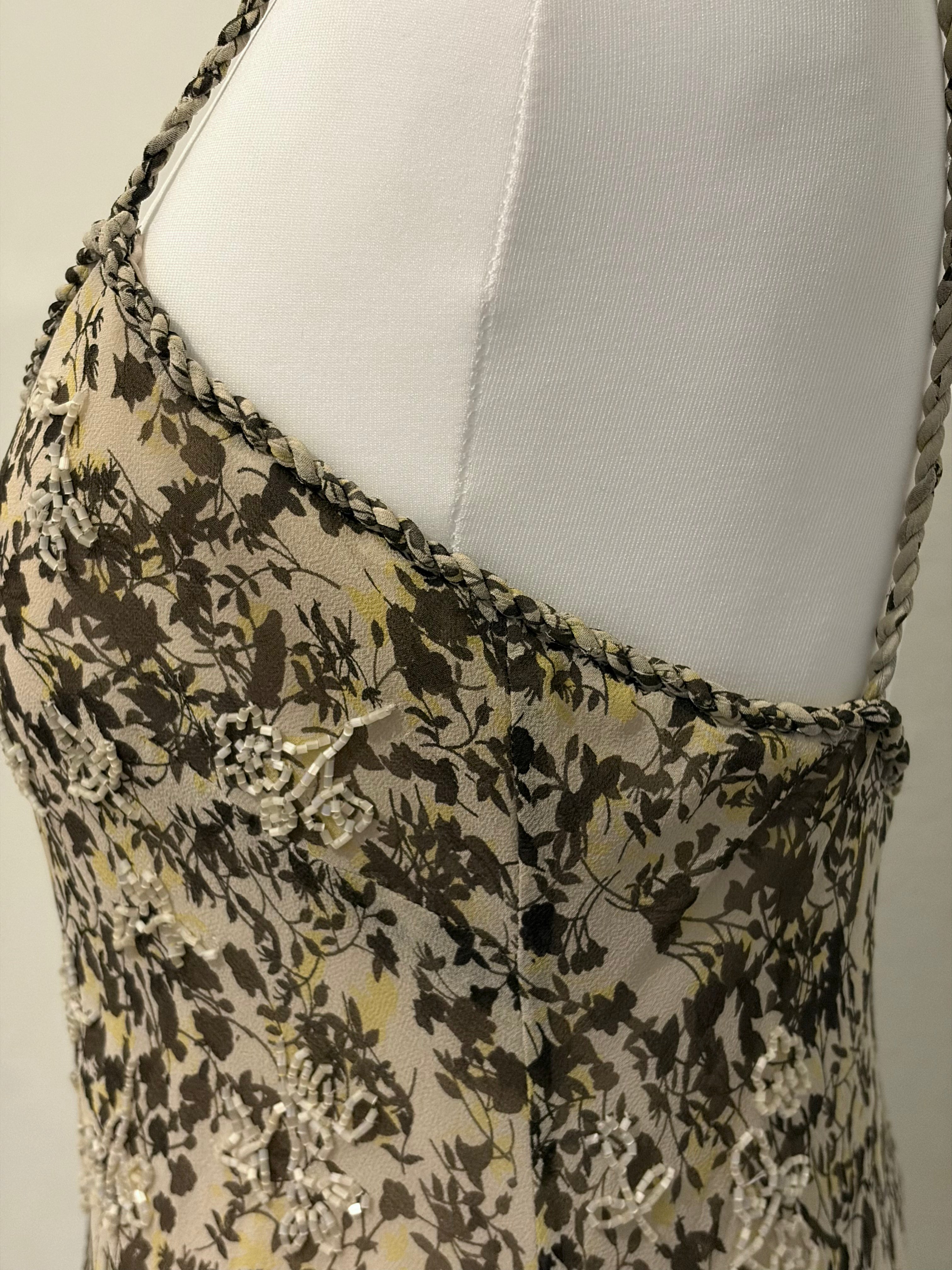 100% Silk embellished printed dress