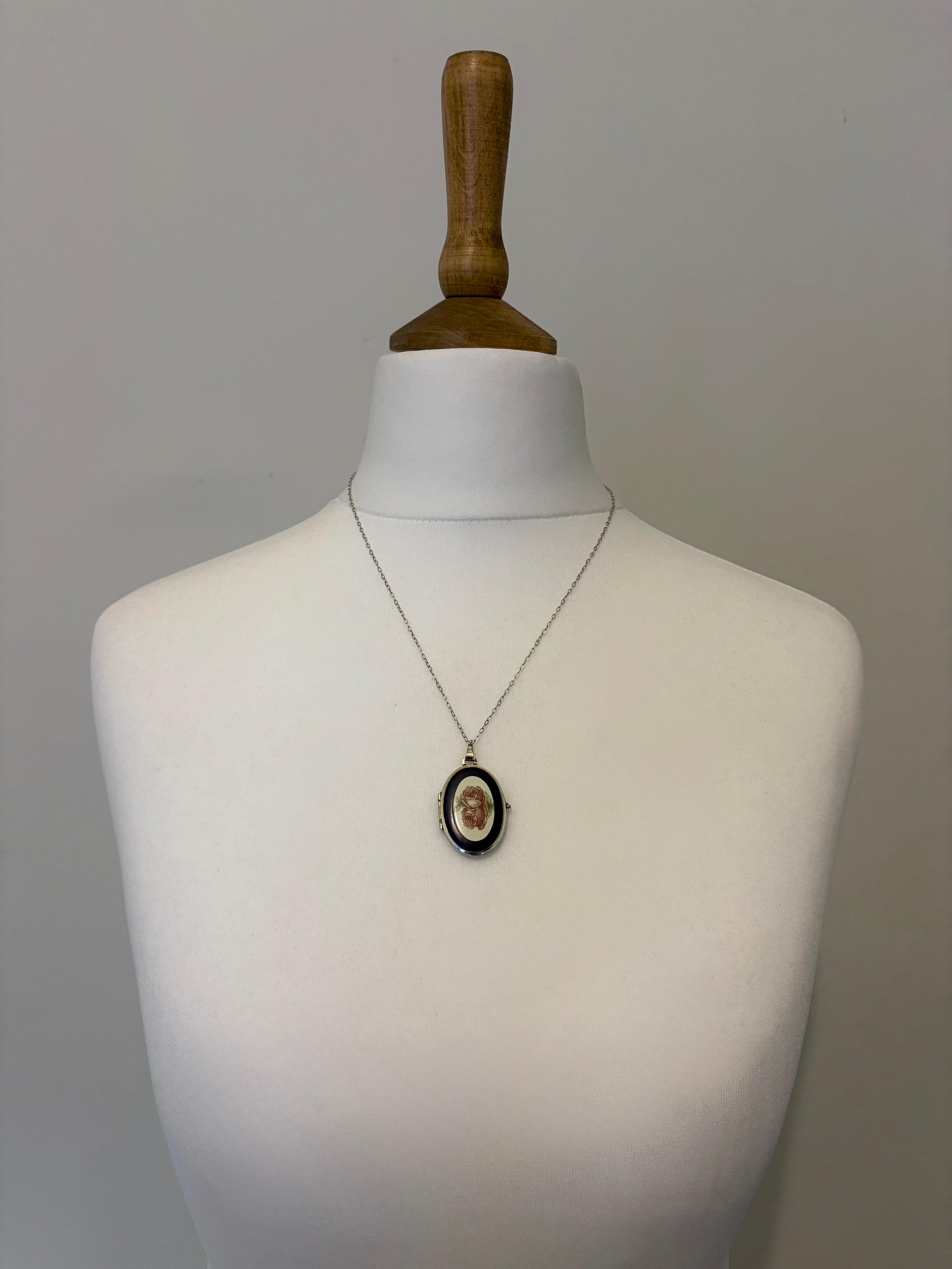 Antique silver locket necklace