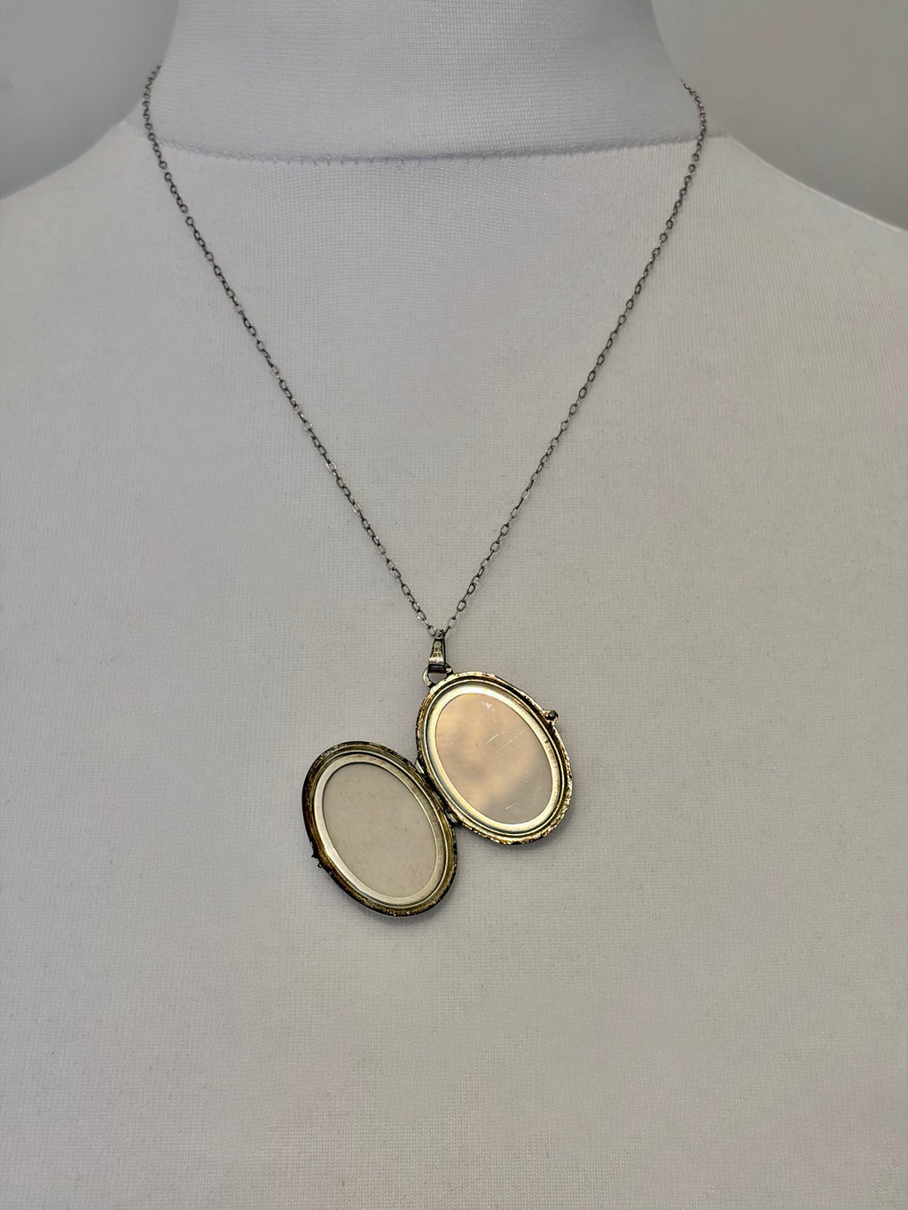 Antique silver locket necklace