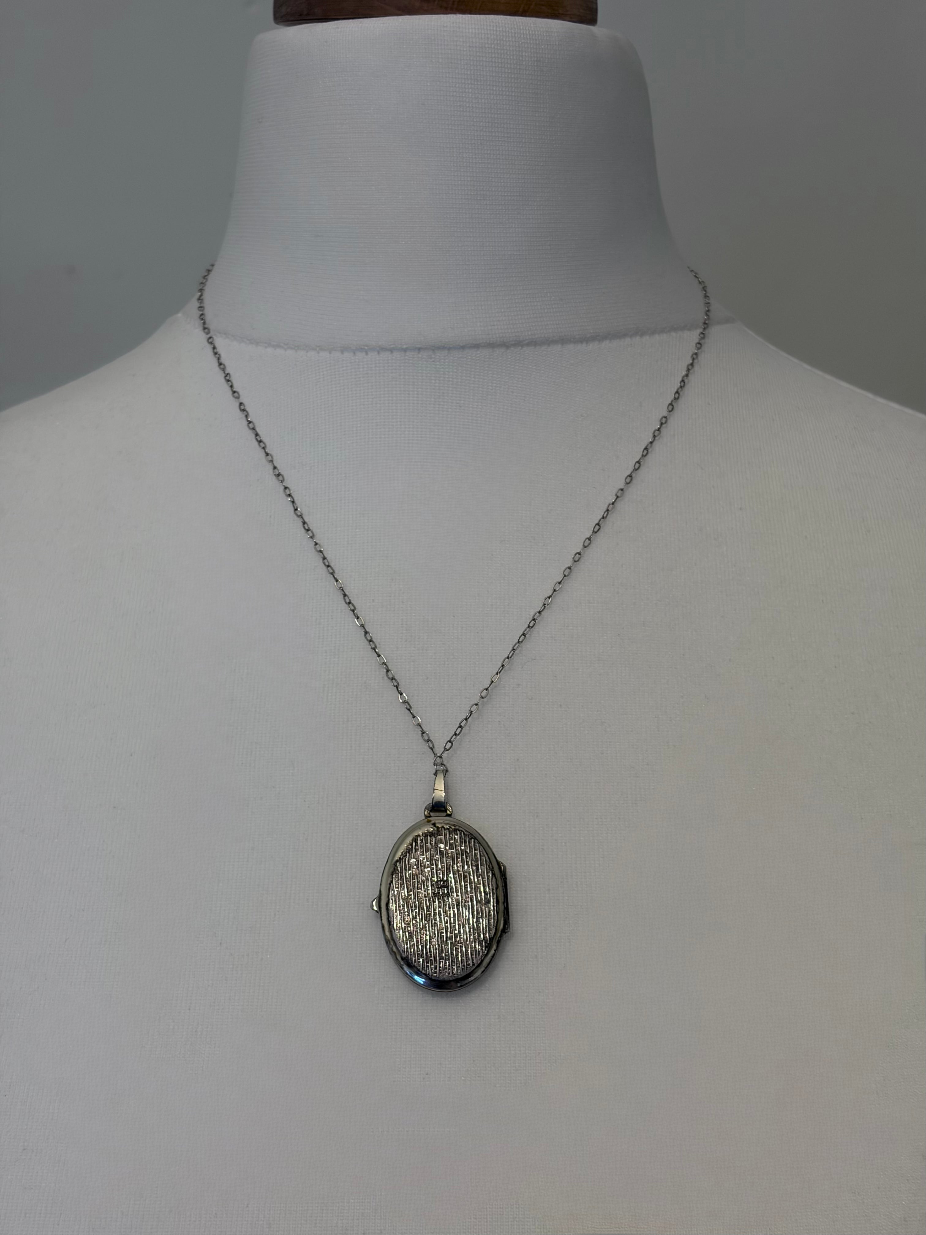 Antique silver locket necklace