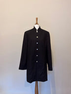 Black linen jacket with pearl buttons