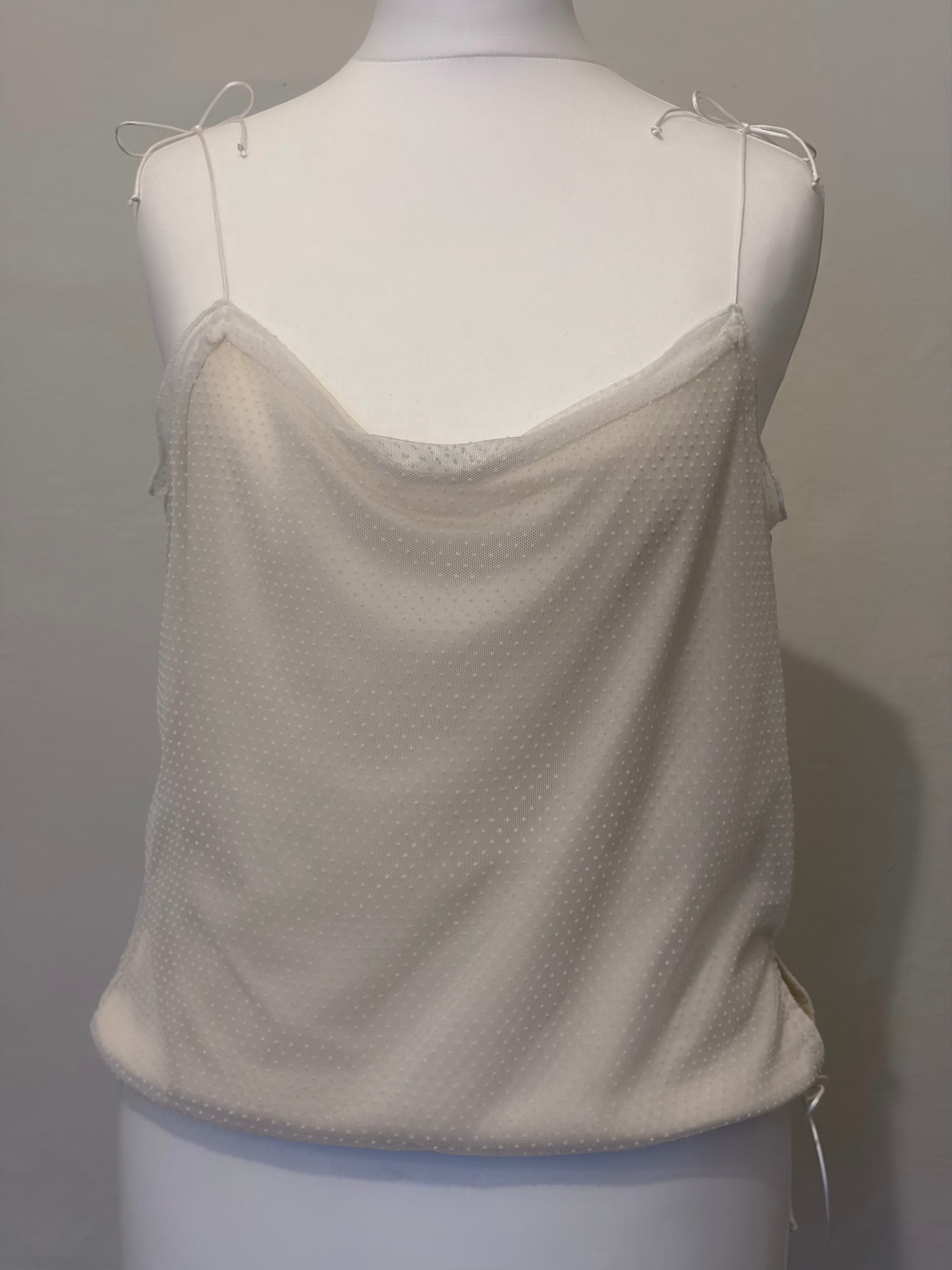 White polka dot tie top