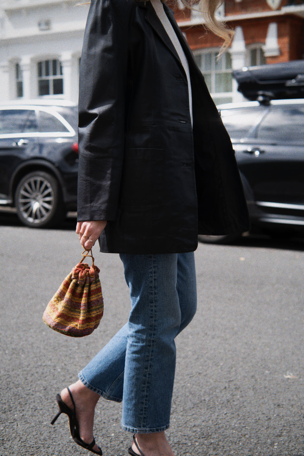 Woven 1970s drawstring bag