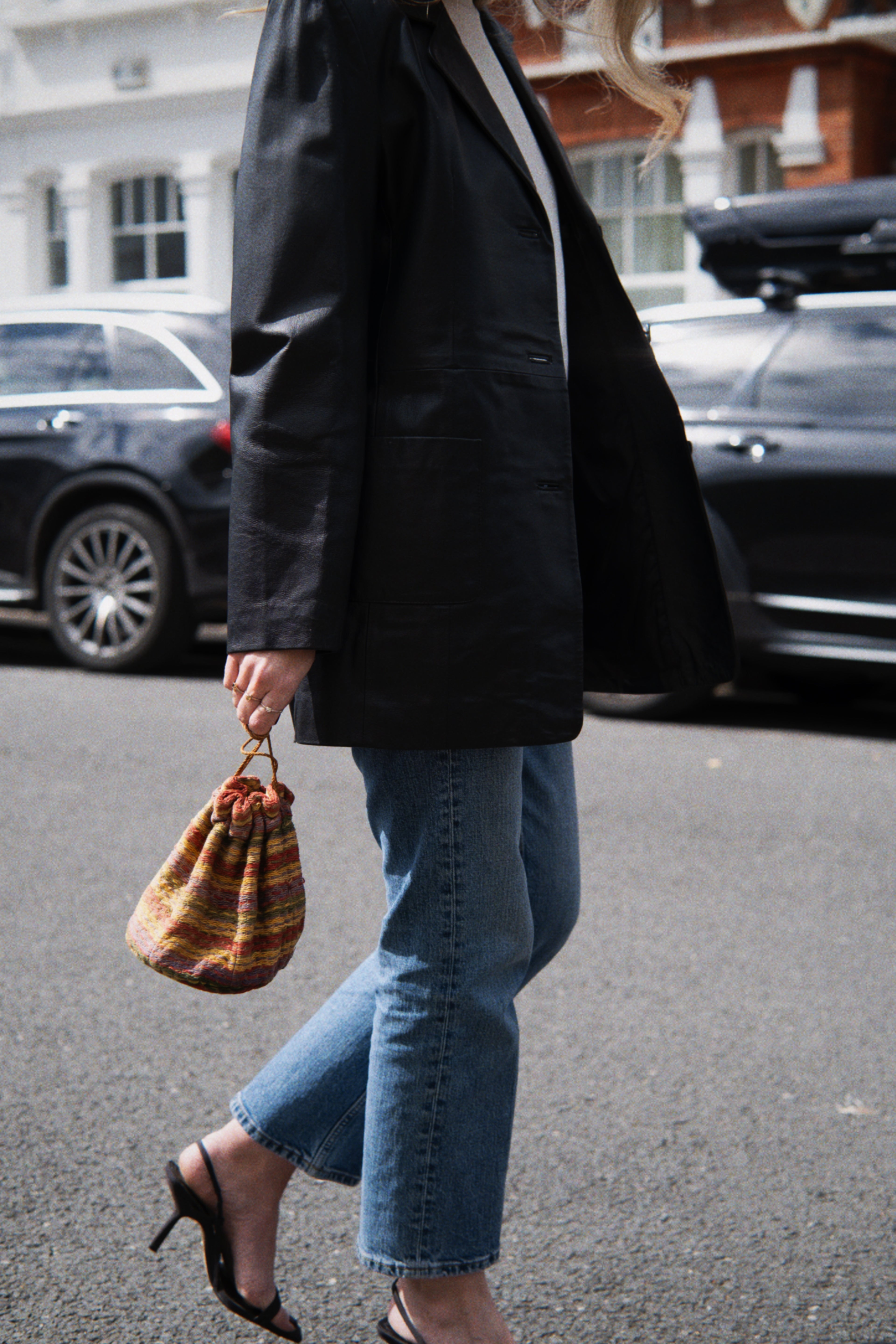 Woven 1970s drawstring bag