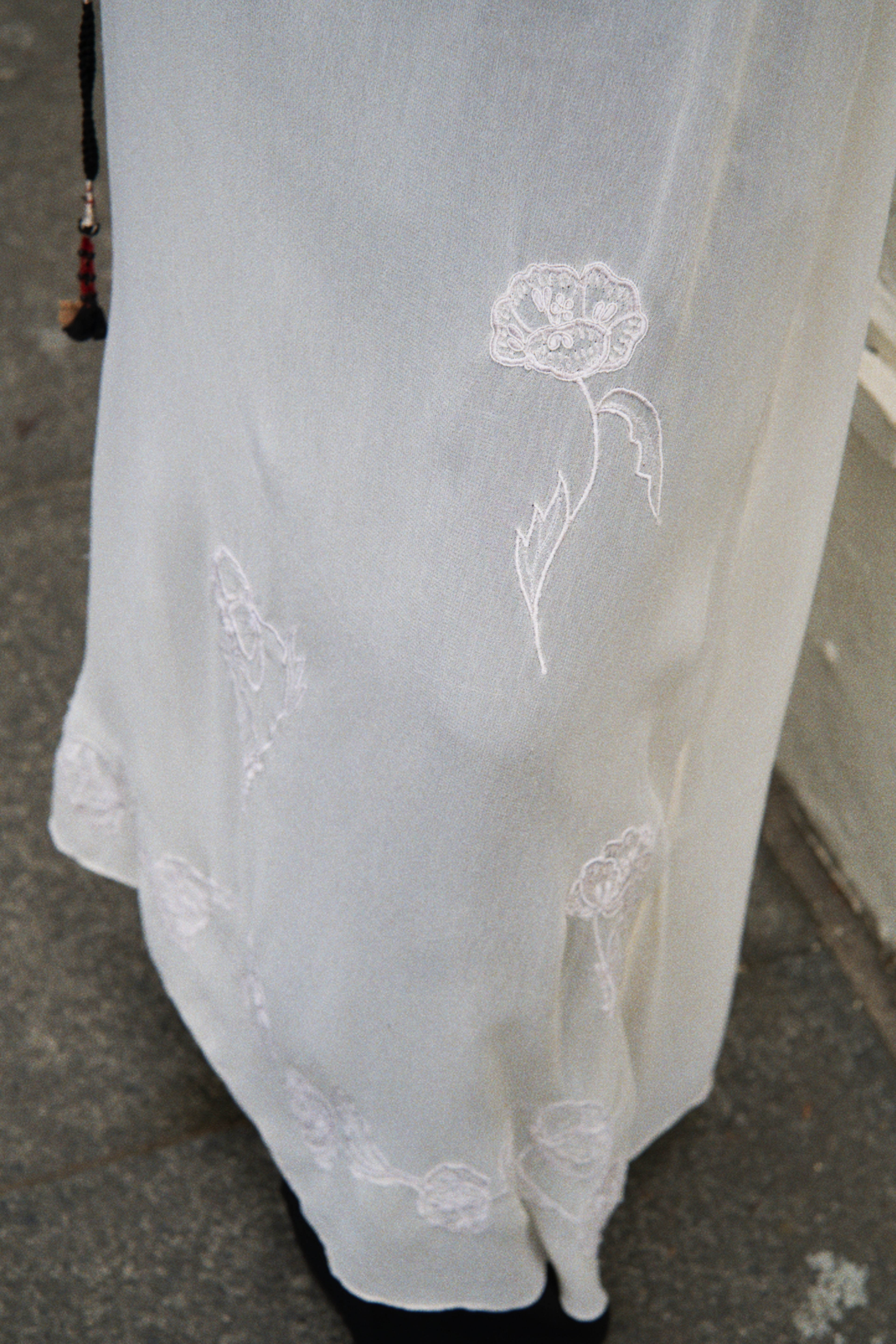 Sheer dress with flower embroidery