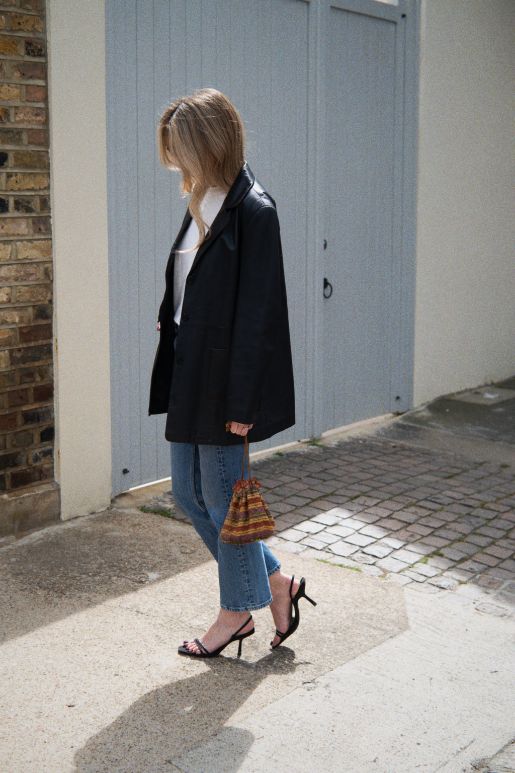 Black tailored leather jacket