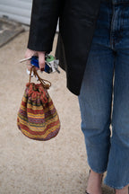 Woven 1970s drawstring bag