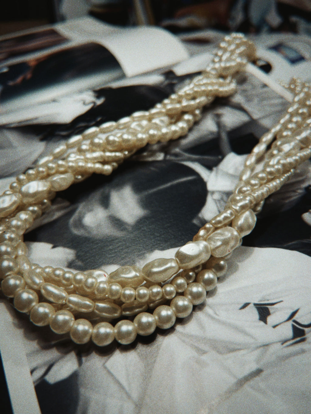 Faux pearl multi-strand necklace
