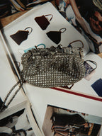 Silver diamante bag with chain strap