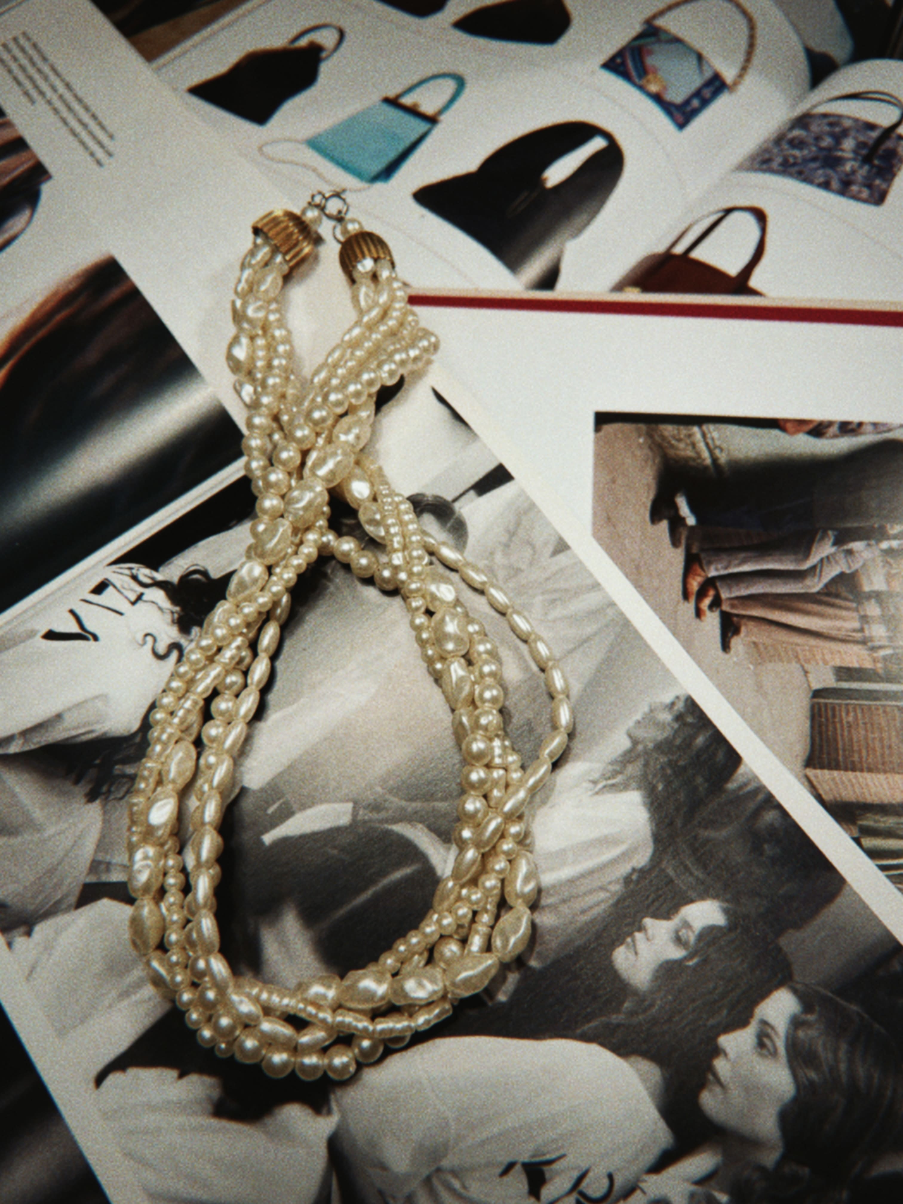 Faux pearl multi-strand necklace