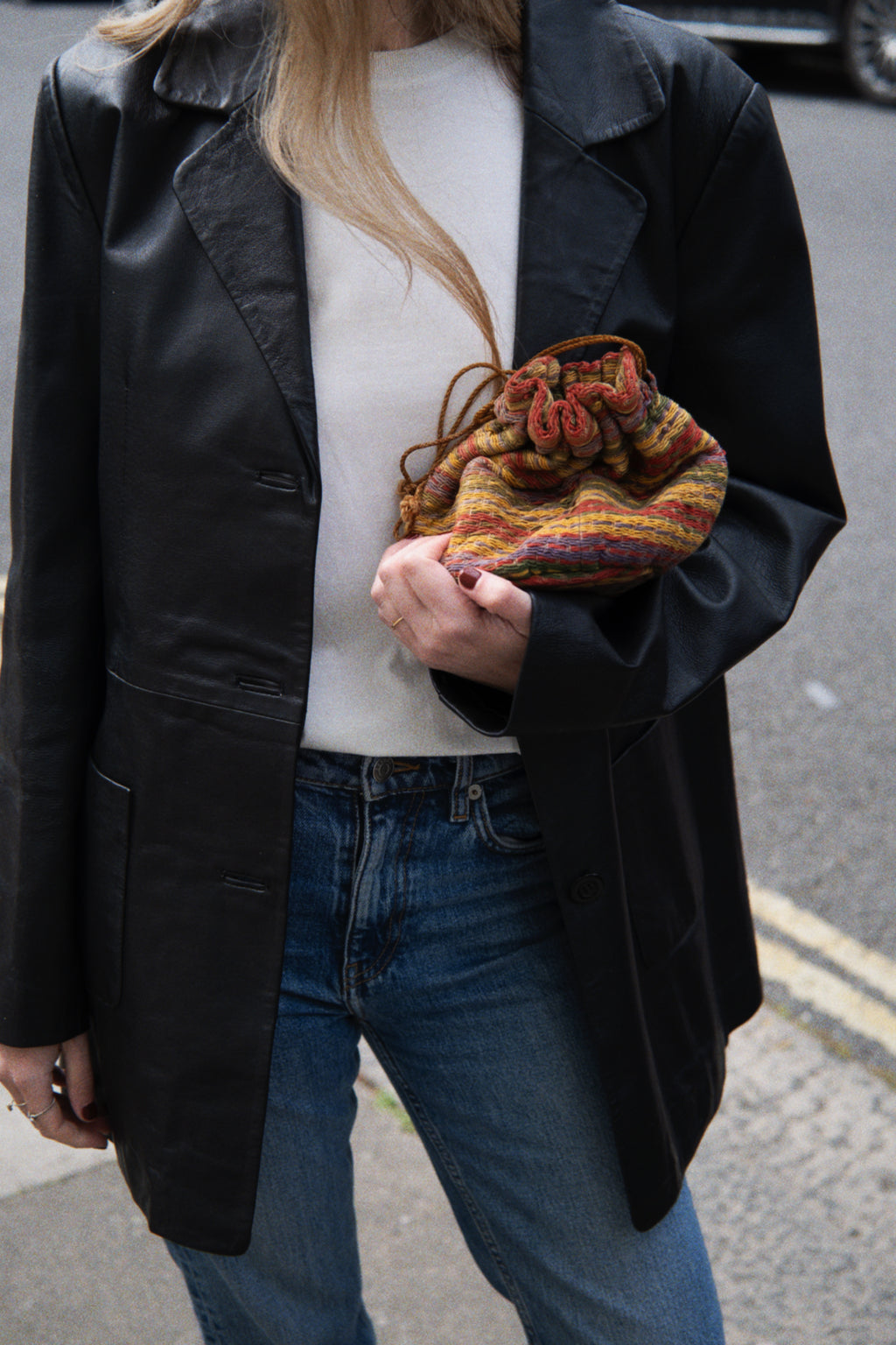 Black tailored leather jacket
