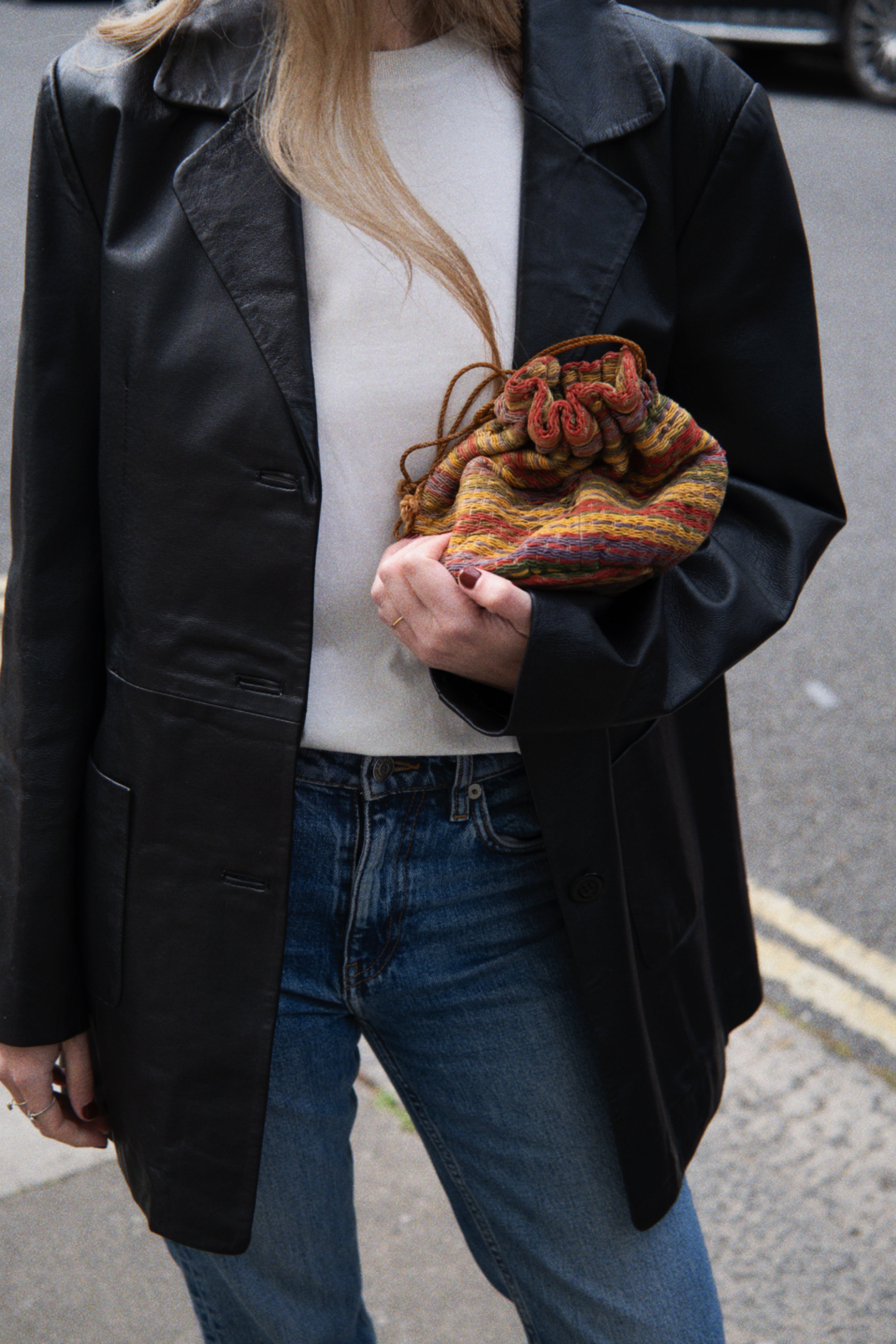 Black tailored leather jacket