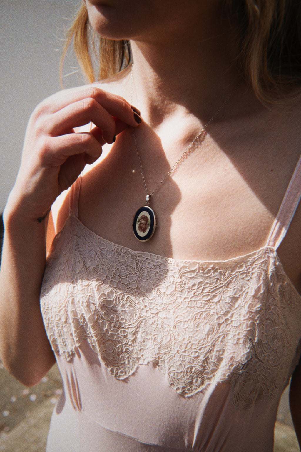 Antique silver locket necklace