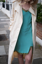 100% silk teal slip dress