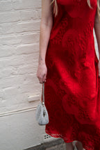 Red silk-blend midi dress
