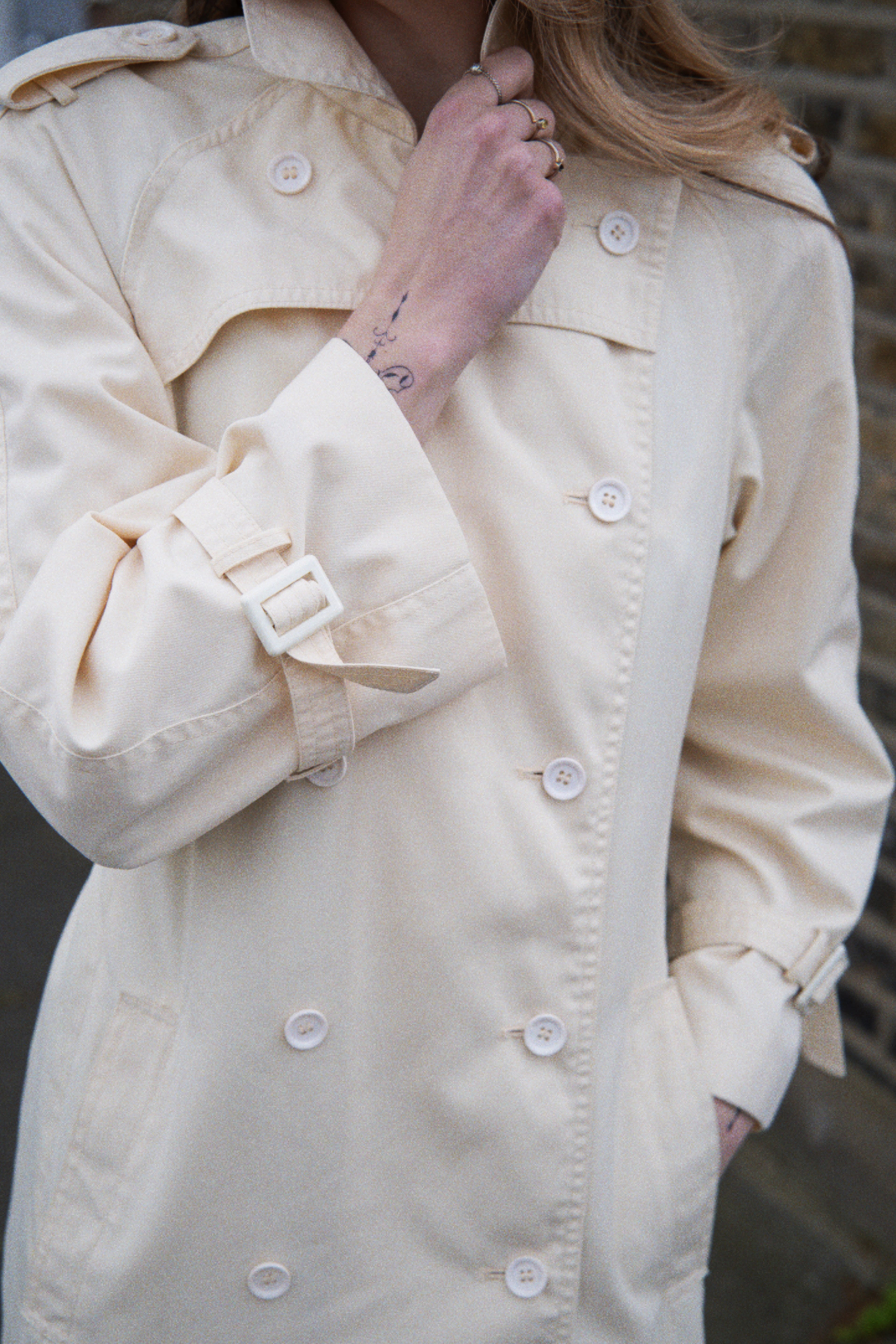 1980s white belted trench coat