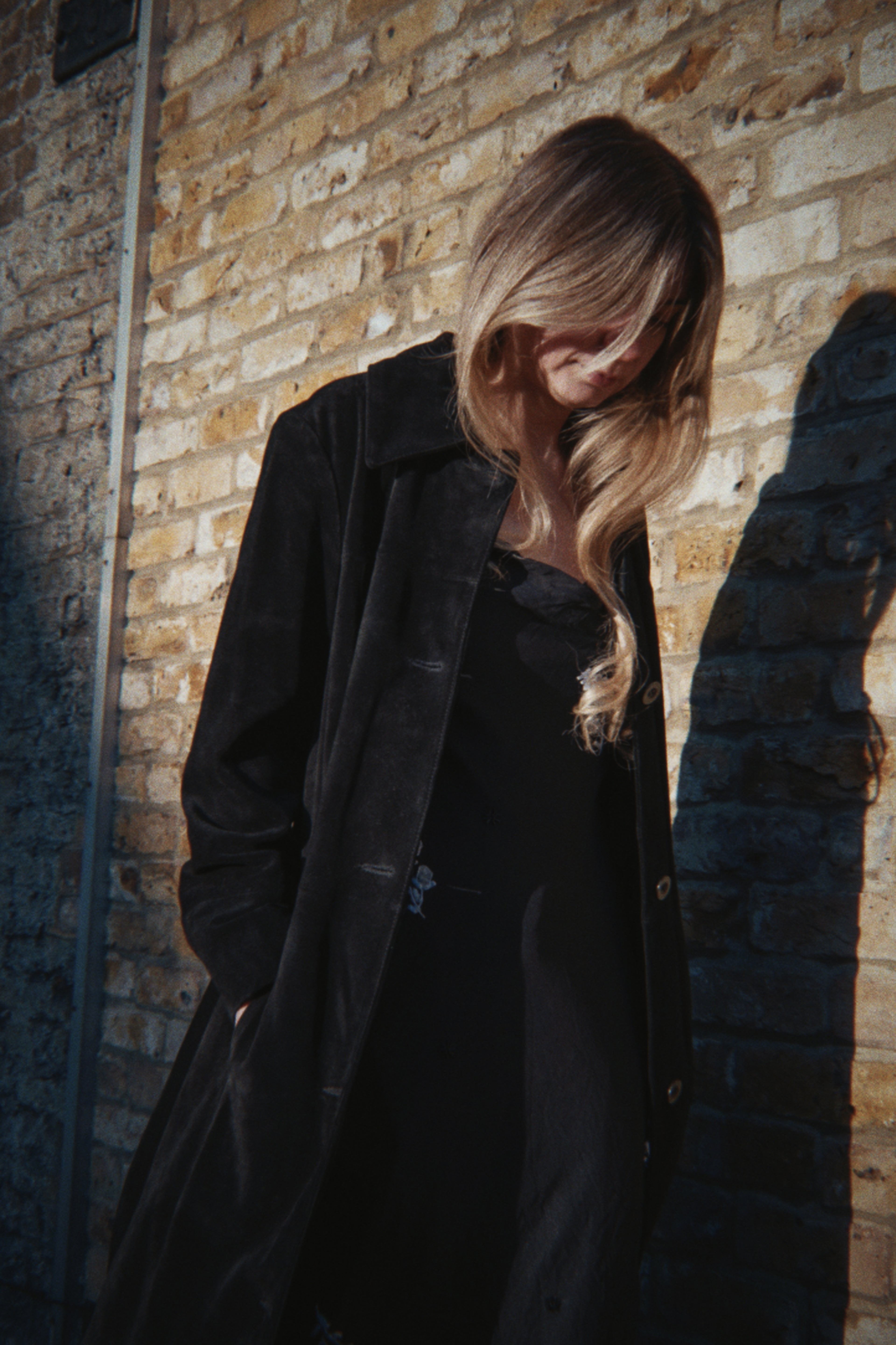 Sisley suede black maxi coat