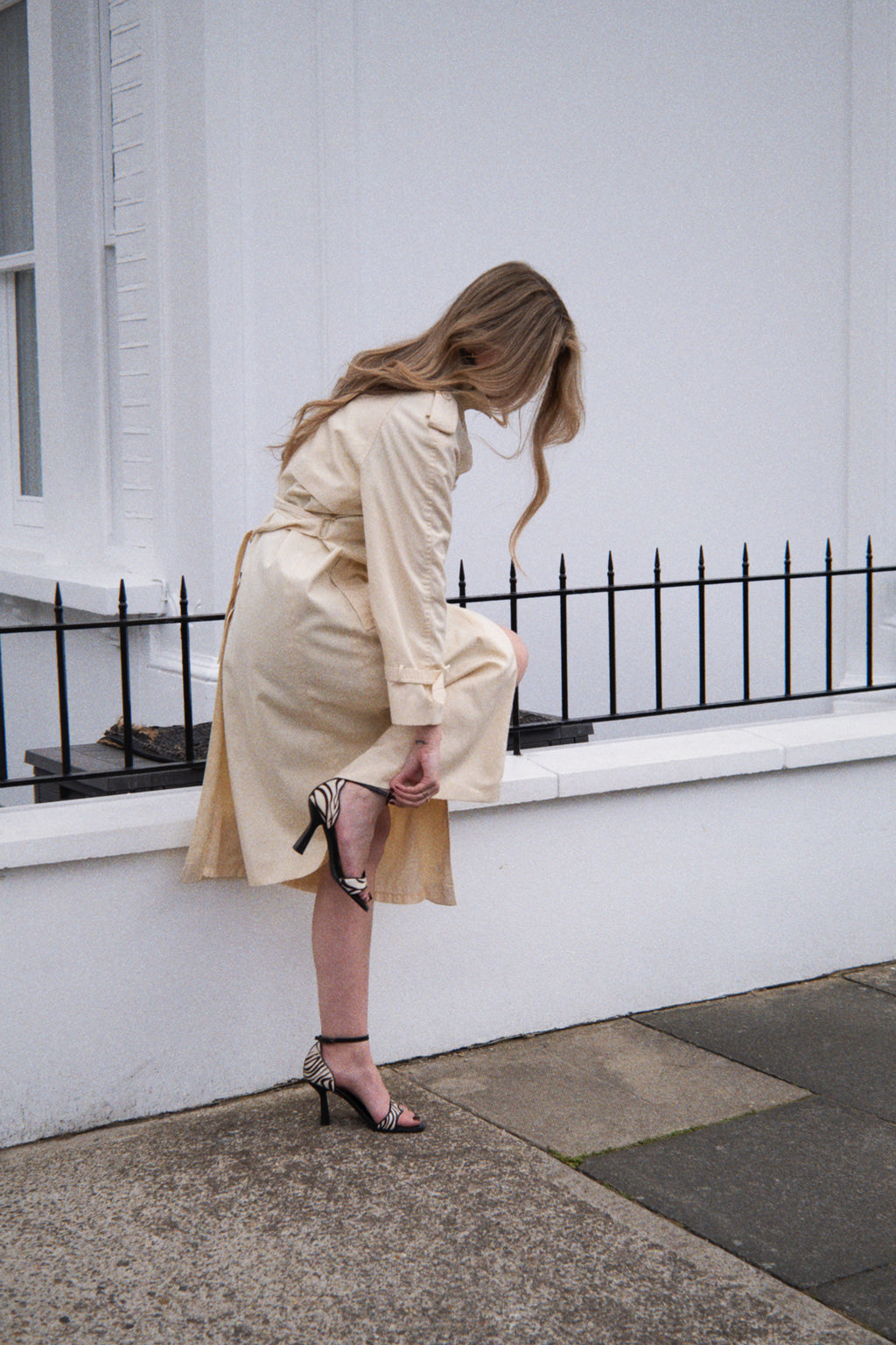1980s white belted trench coat
