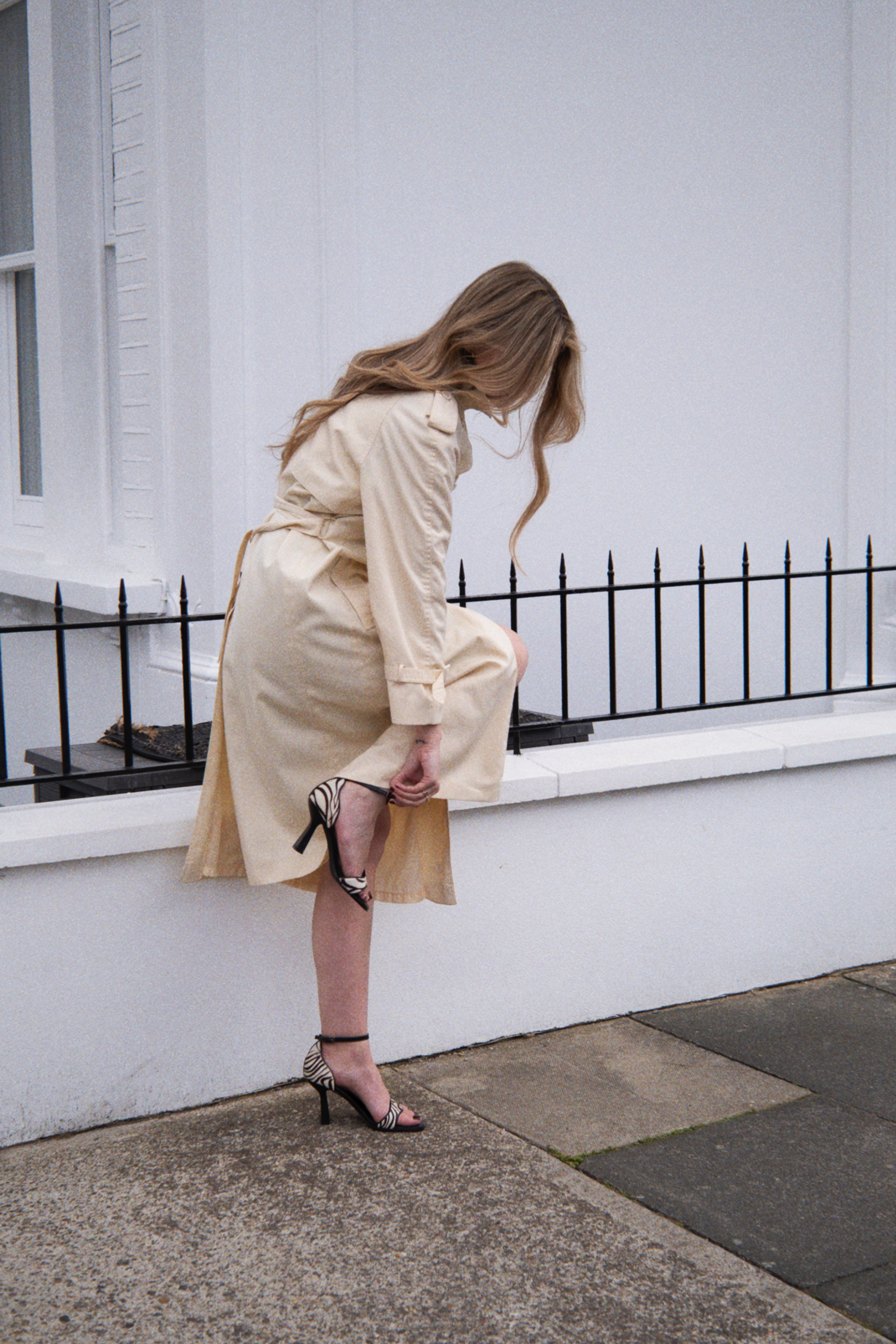 1980s white belted trench coat