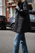 Black tailored leather jacket