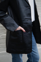 Black tailored leather jacket