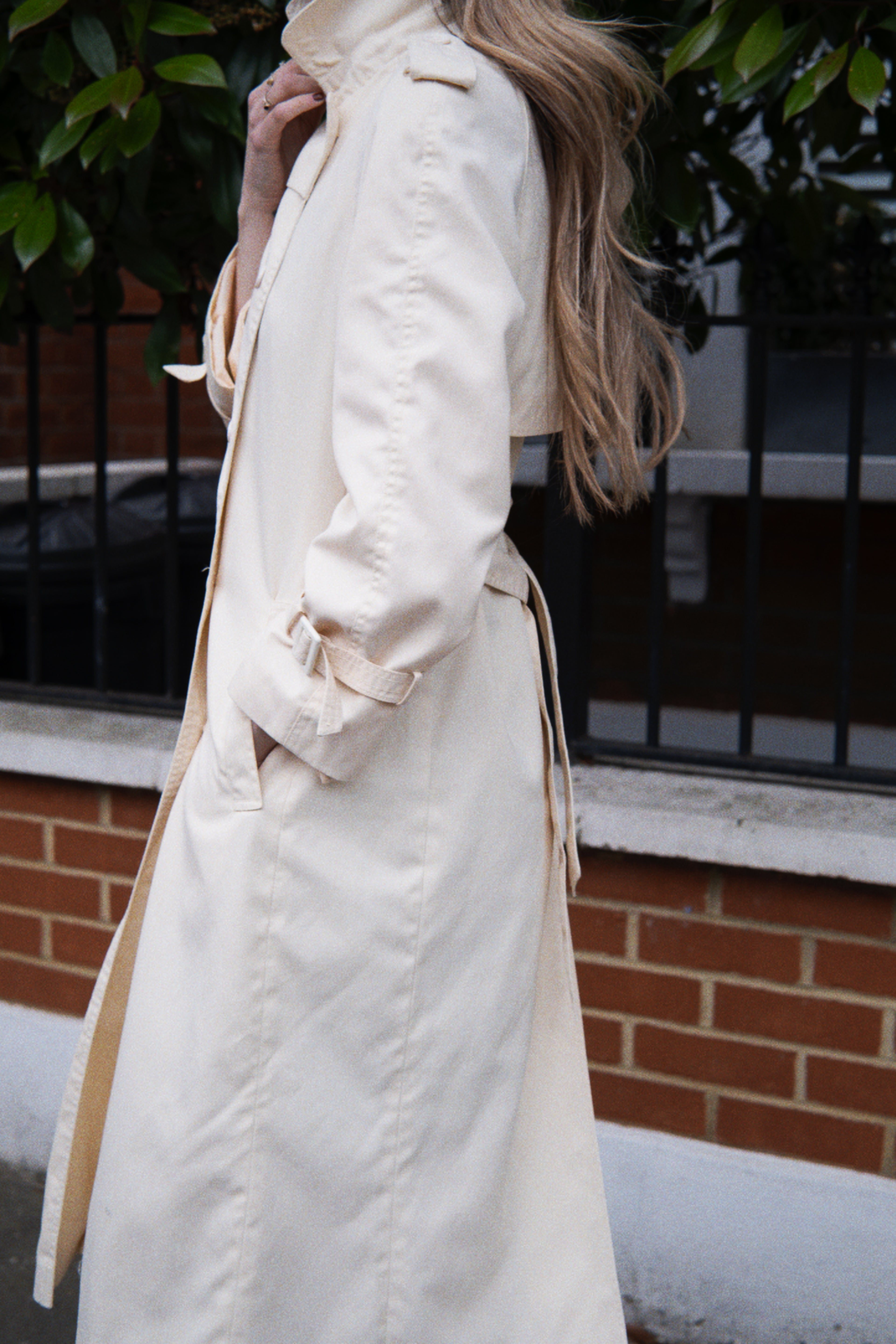 1980s white belted trench coat