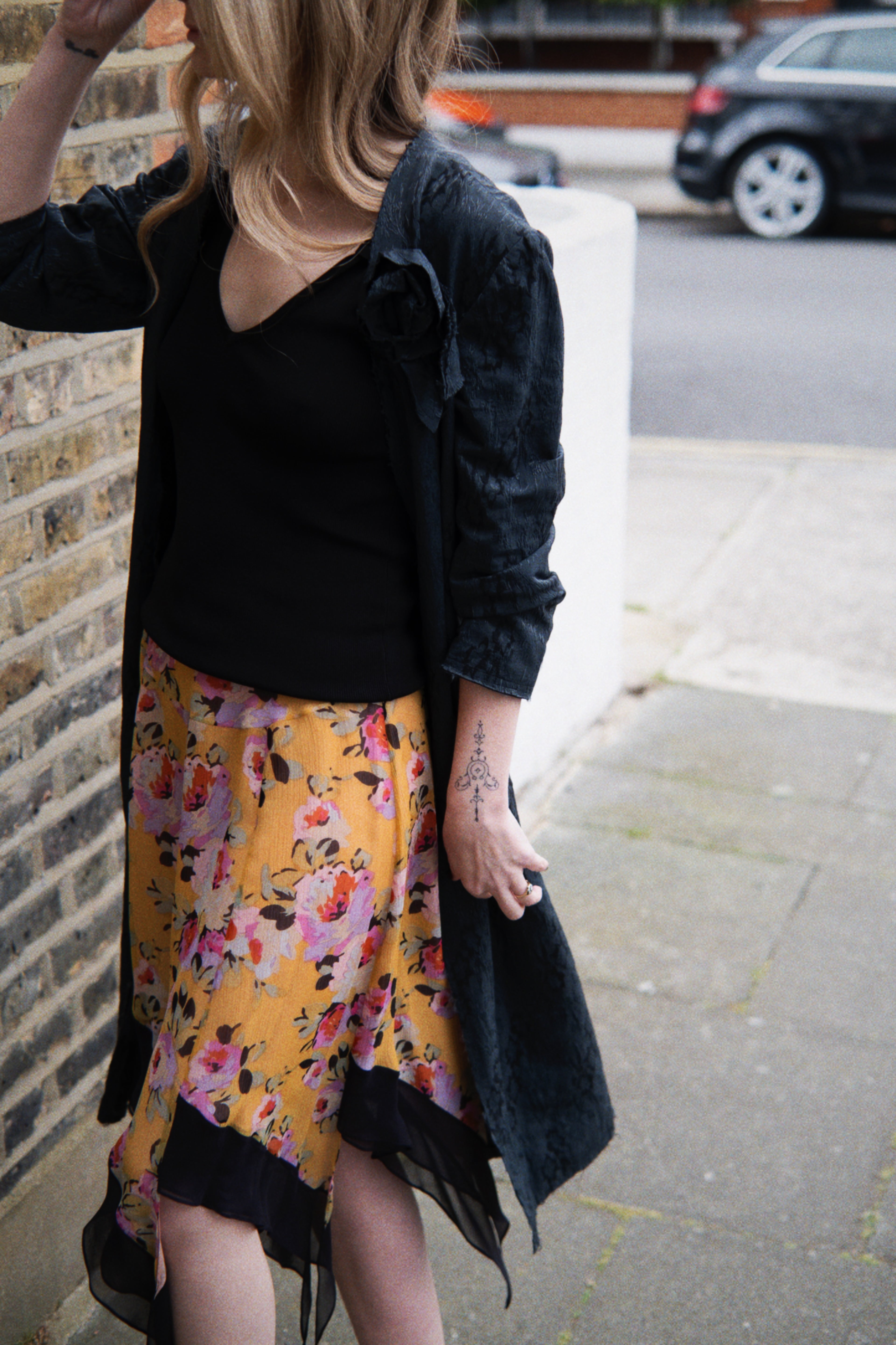 Italian corsage detail duster coat