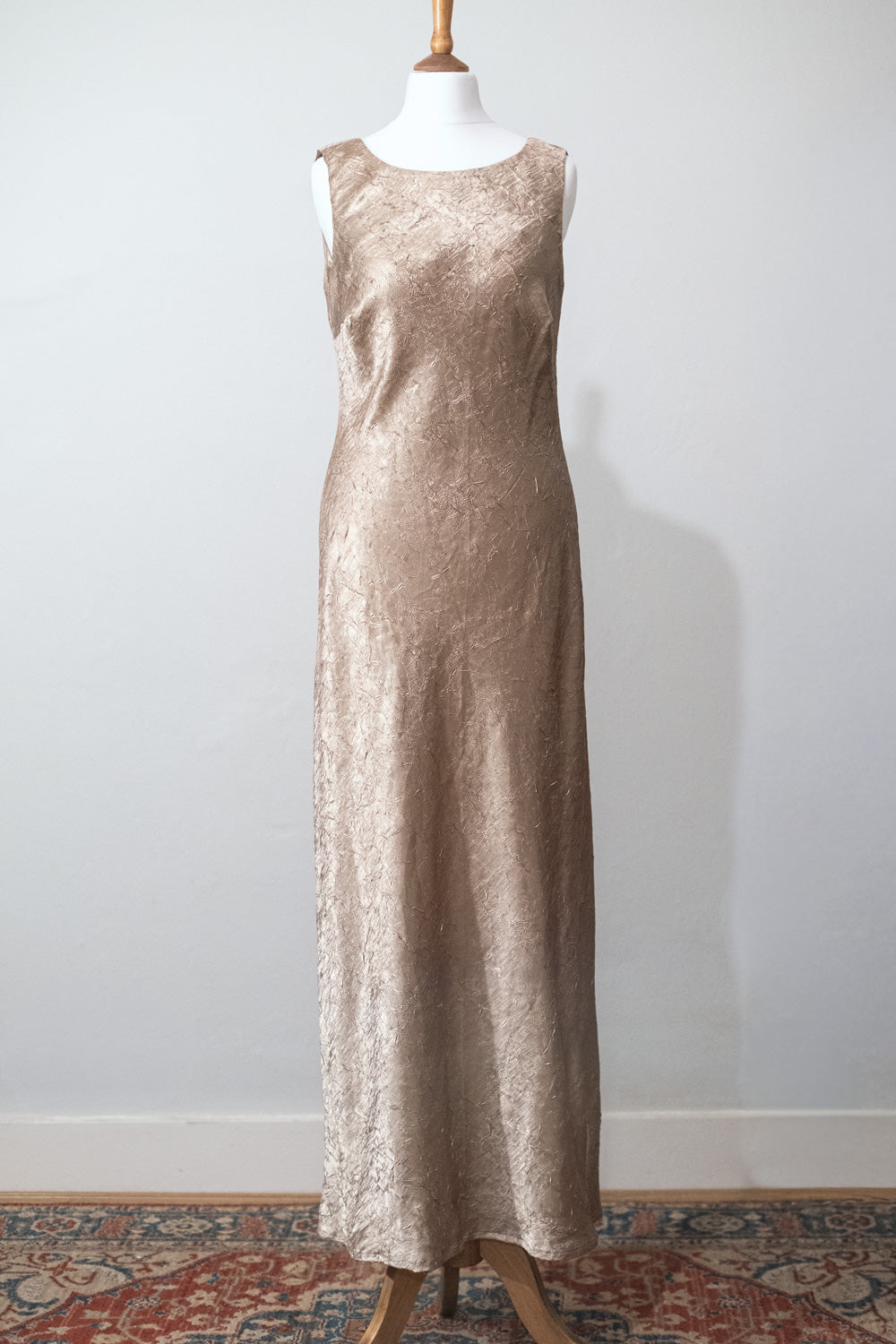 Champagne crinkle maxi dress