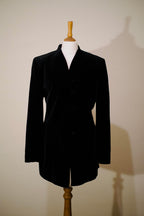 Black velvet jacket with covered buttons