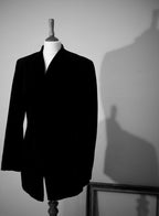 Black velvet jacket with covered buttons